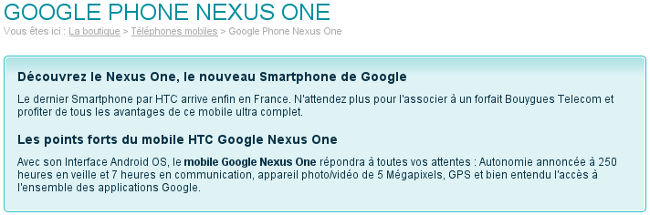 nexus one bouygues