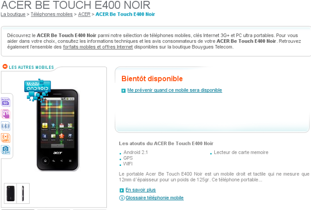 ACER Be Touch E400