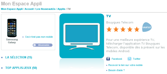 Appli TV Bouygues Télécom pour Android