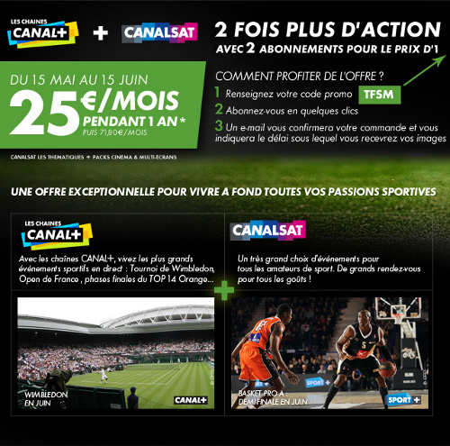 Canal+ et CanalSat pour 25 €