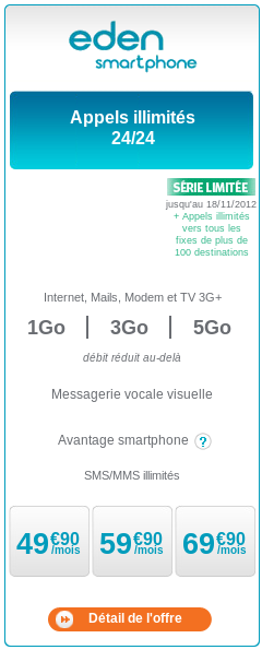 forfaits Eden Smartphone