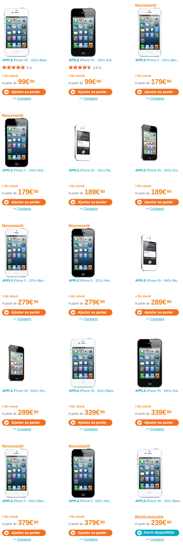 Tarifs iPhone 5 chez Bouygues Telecom