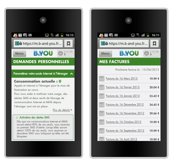 Site mobile B&YOU