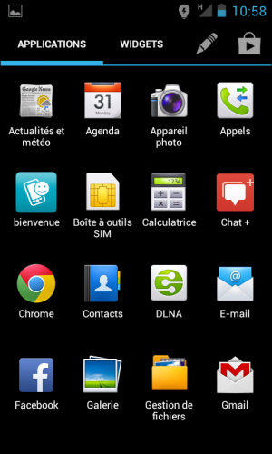 Liste des applications