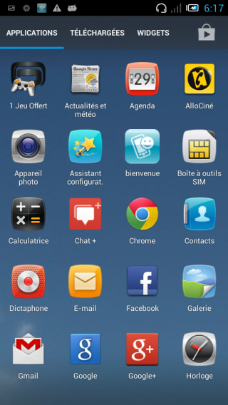 Liste des applications