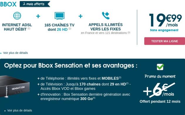 Offre promotionnelle BBox Sensation juin 2014